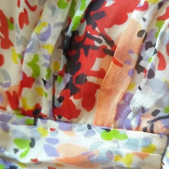 Zara Pink and Peach Floral Maxi V-Neck Dress - Picture 10 of 10